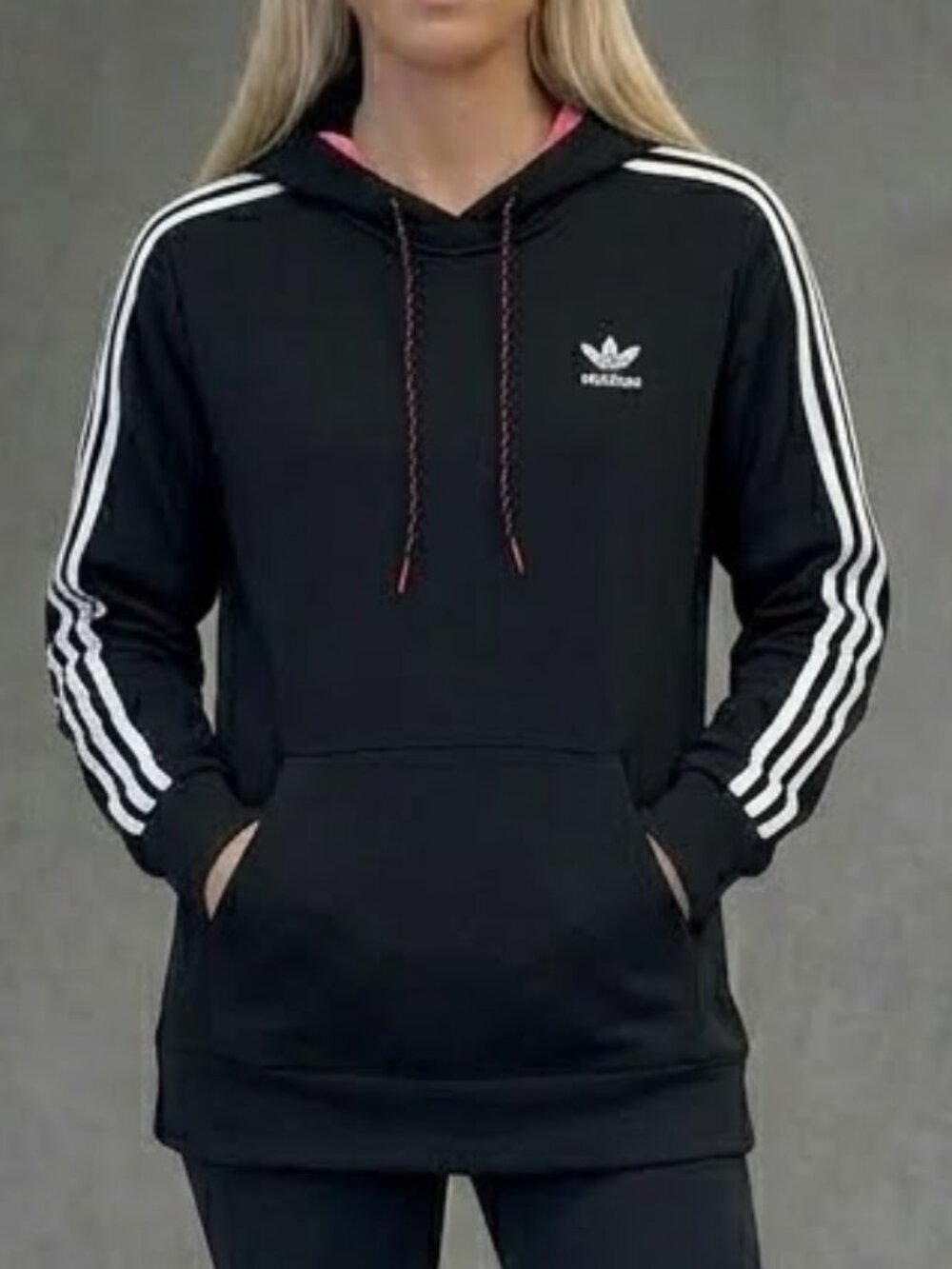 Adidas Hoodie Black Hooded Pouch Pocket Pullover Sweater Jacket Women's Small S